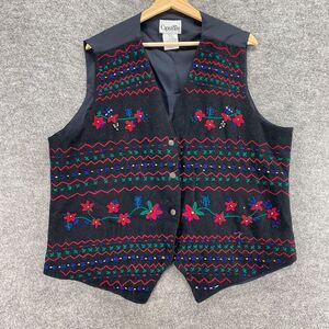 Capistrano Suit Vest Women 18/20 Plus Black Striped V-Neck Lined Wool Button Up